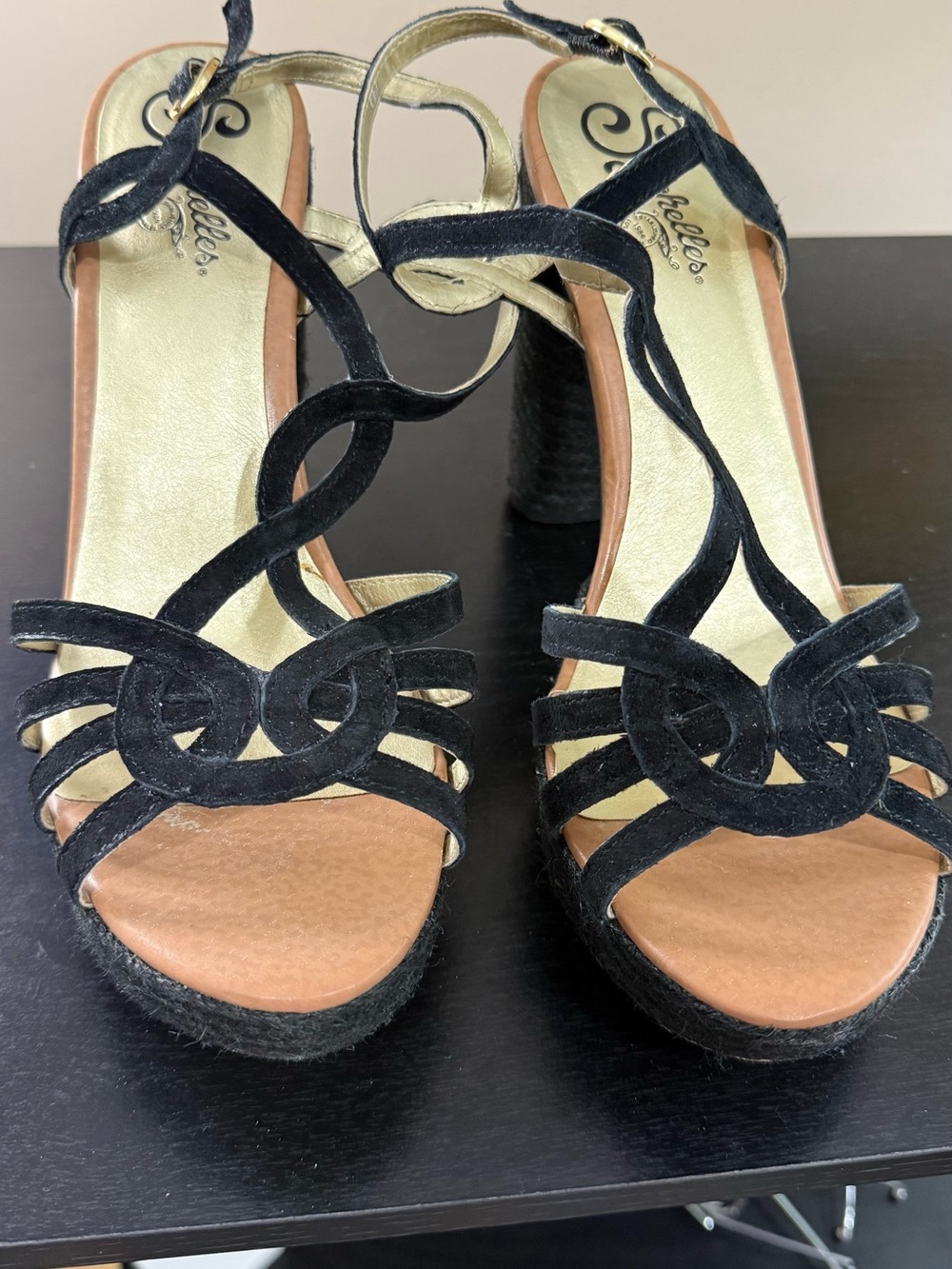 Seychelles Women’s Black Suede Strappy Platform Sandals